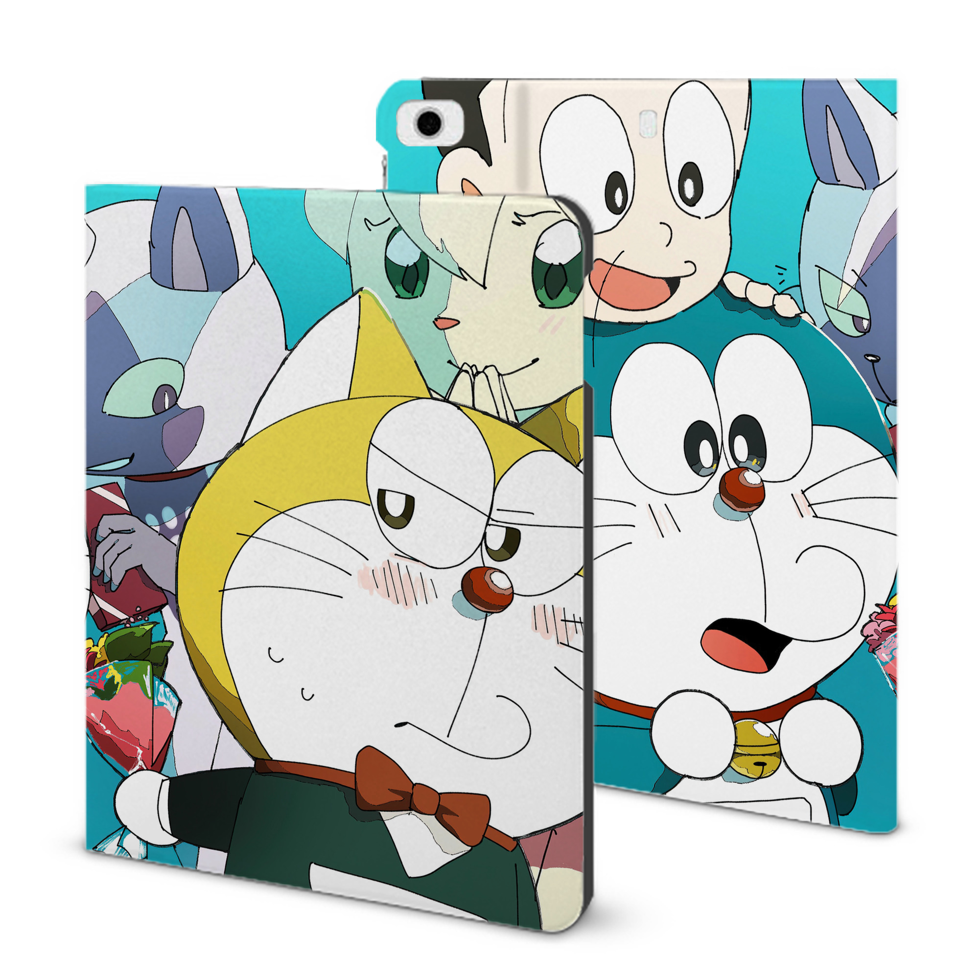 （画像用） ドラえもん Doraemon IPad ケース ブック型 PUレザー TPU 耐衝撃 軽量 薄型 ペン収納なし 全面保護 IPad 各モデル対応